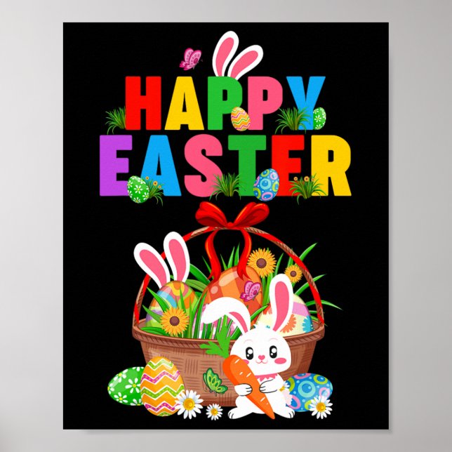Póster Groovy Cute Bunny Easter Egy Bysket Easter Day Gir (Frente)