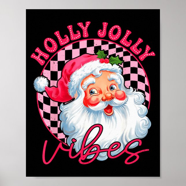 Póster Groovy Cute Santa Claus Christmas Vibes Xmas Women (Frente)