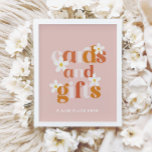 Póster Groovy Daisy Cards & Gifts Moderno Boho Birthday<br><div class="desc">Celebra la pequeña señorita ONEDERFUL con nuestro moderno diseño boho daisy de primer cumpleaños,  con colores de personalizable modernos y divertidas dádivas florales.</div>