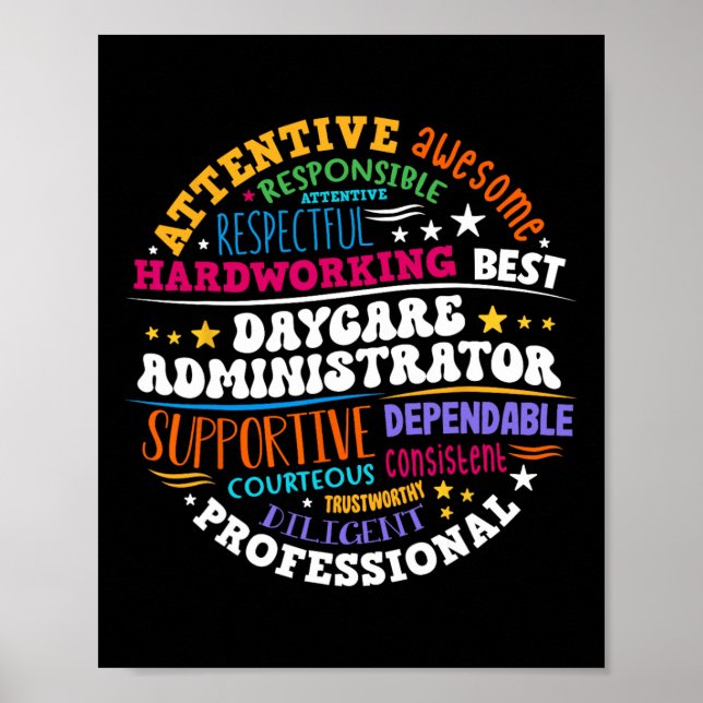 Póster Groovy Daycare Administrator Chilcare Provider Af (Frente)