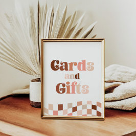 Póster Groovy Dos Rótulos de tarjetas de cumpleaños y reg