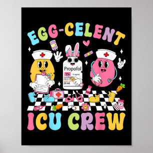 Póster Groovy Easter Day Egg-celent Icu Equipo de conejit