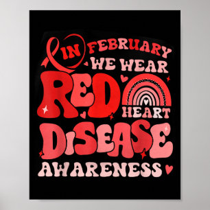 Póster Groovy En Febrero Nosotros Llevamos Rojo Concienci