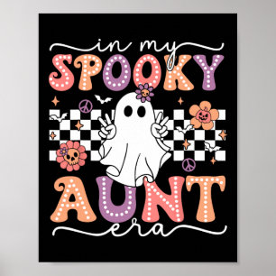 Póster Groovy En Mi Fantasma Tía Era Retro Tía Halloween