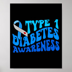 Póster Groovy En Noviembre Usamos El Azul Para La Diabete
