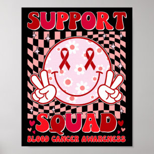 Póster Groovy Equipo de Apoyo Motivacional Cáncer de Sang