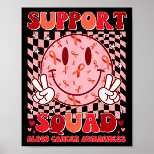 Póster Groovy Equipo de Apoyo Motivacional Cáncer de Sang