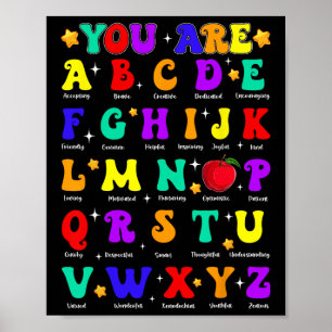 Póster Groovy Eres Profesor Abc Alfabeto Feliz 1er Día