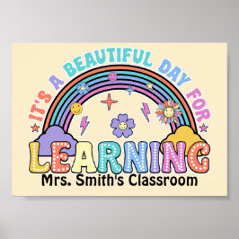 Póster Groovy Es Un Hermoso Día Para Aprender Profesor