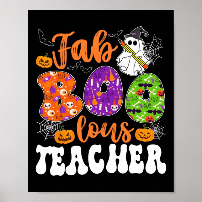 Póster Groovy Fabulous Teacher Halloween Boo Men (Frente)