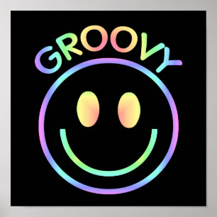 Póster Groovy Face   Retro 70