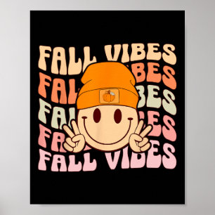 Póster Groovy Fall Vibes Smile Face Retro Otoño Vibes Me