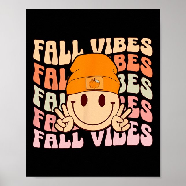 Póster Groovy Fall Vibes Smile Face Retro Otoño Vibes Me (Frente)