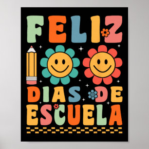 Póster Groovy Feliz 100 Dias De Escuela Groovy 100 días