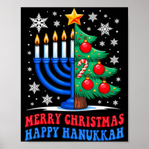 Póster Groovy Feliz Chrismukkah Feliz Navidad Janucá 