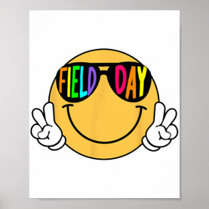 Póster Groovy Field Day Sungles Sonríe Face Teachers Kids