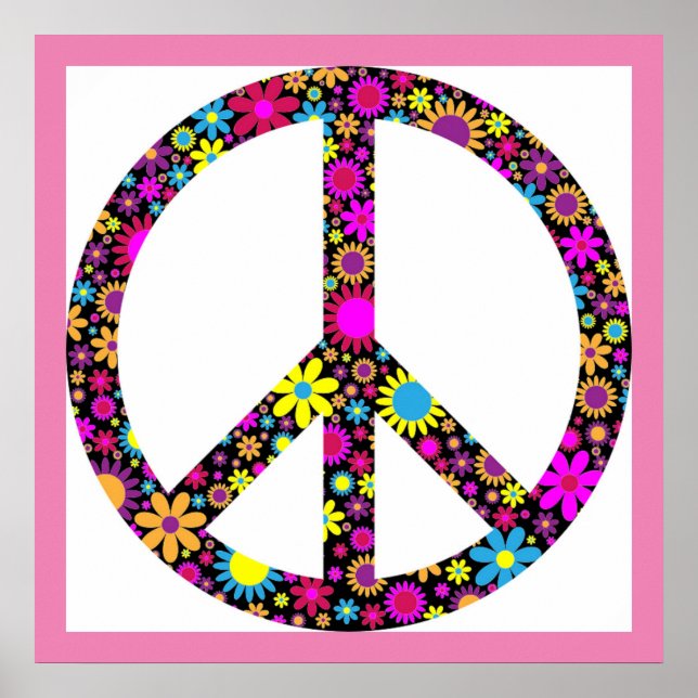 Póster GROOVY FLORAL PEACE SIGN Poster (Frente)