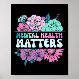 Póster Groovy Flower Retro La Salud Mental Importa Awaren
