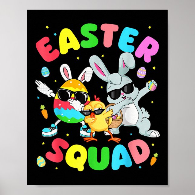 Póster Groovy Funny Rabbit Egg Chick Easter Squad Day (Frente)