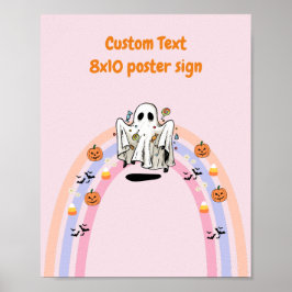 Póster Groovy Ghost Halloween Rótulo Personalizado de cum