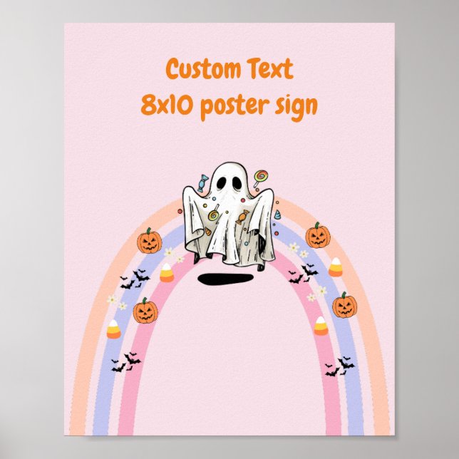 Póster Groovy Ghost Halloween Rótulo Personalizado de cum (Frente)