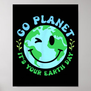 Póster Groovy Go Planet it Your Earth Day Environment Ki