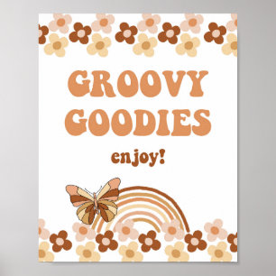 Póster Groovy Goodies Retro Hippie Fiesta Rótulo