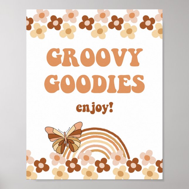 Póster Groovy Goodies Retro Hippie Fiesta Rótulo (Frente)