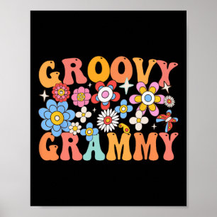 Póster Groovy Grammy Día de la Madre Flores coloridas Mat