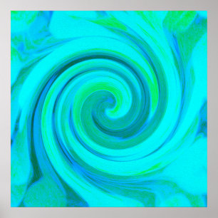 Póster Groovy Guay Resumen Aqua Liquid Art Swirl