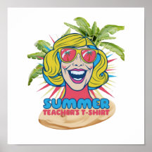 Groovy Happy Face Summer Vibes Poster para profeso