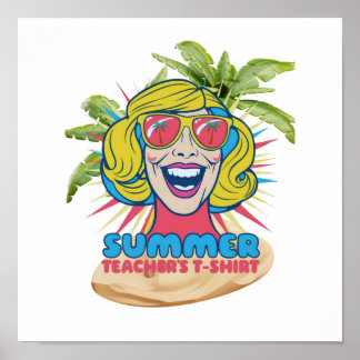 Póster Groovy Happy Face Summer Vibes Poster para profeso