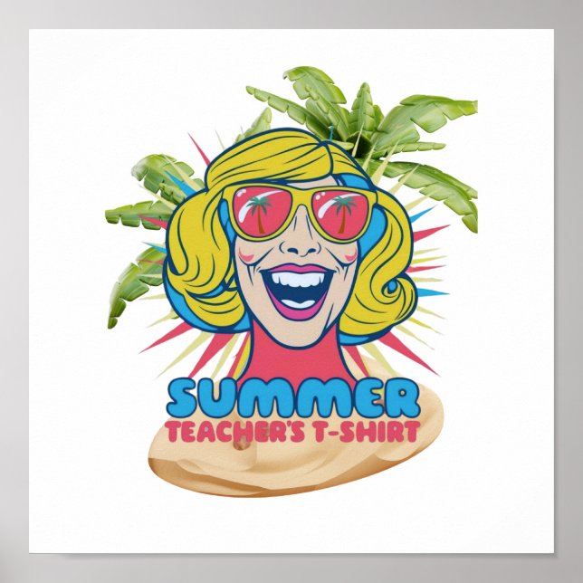Póster Groovy Happy Face Summer Vibes Poster para profeso (Frente)