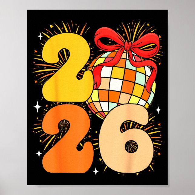 Póster Groovy Happy New Year 2026 New Years Eve Party Men (Frente)
