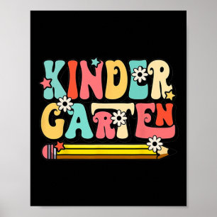 Póster Groovy Hello Kindergarten Vibes profesor retro de