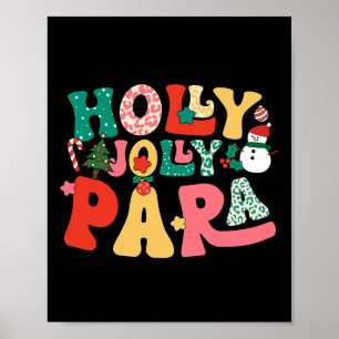 Póster Groovy Holly Xmas Jolly Para Merry Christmas Vibes
