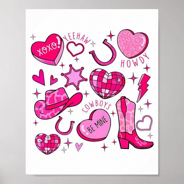 Póster Groovy Howdy Valentine Western Valentines Day Cowb (Frente)