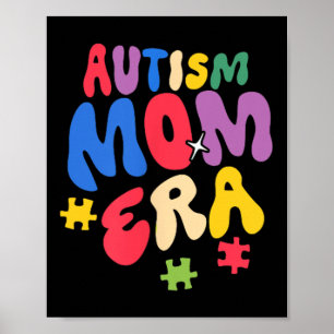 Póster Groovy In My Autism Mom Era Funny Awareness Warrio