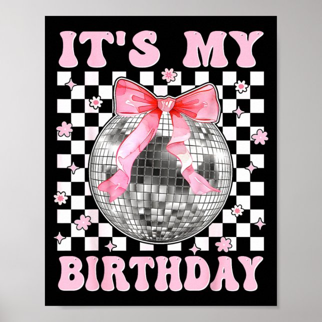 Póster Groovy It's My Birthday Teens Girls Disco Ball Coq (Frente)