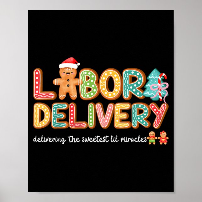 Póster Groovy Labor And Delivery Christmas L&amp;d Nurse  (Frente)