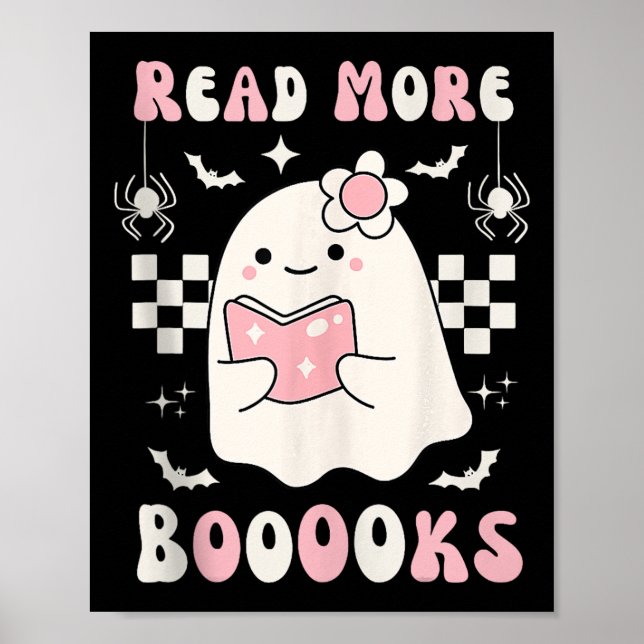 Póster Groovy Leer más libros Cuidados Fantasma Boo Diver (Frente)