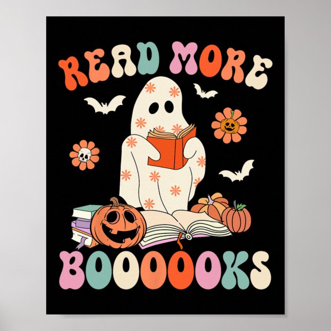 Póster Groovy Leer más libros Cuidados Fantasma Boo Diver (Frente)