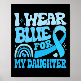 Póster Groovy Llevo Azul Para La Conciencia Del Autismo F