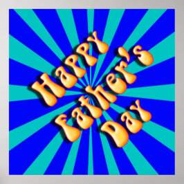 Póster Groovy Luz Retro y Día del Padre Azul oscuro