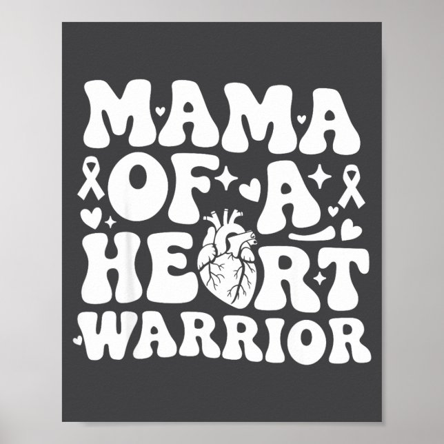 Póster Groovy Mama Of A Heart Warrior Chd Awareness Heart (Frente)