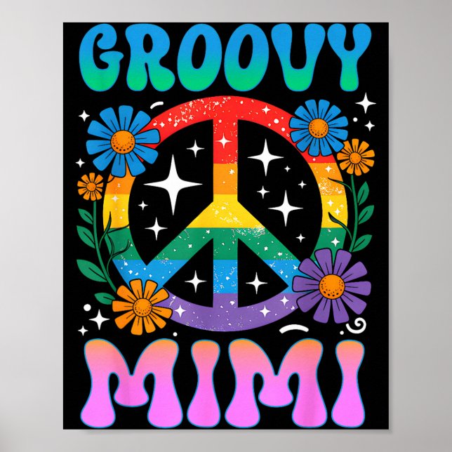 Póster Groovy Mimi Floral Hipe Funny Mother's Day Mom Wom (Frente)