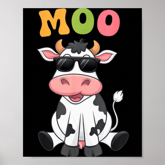 Póster Groovy Moo Cow - Funny Farmer Cow Men Women Kids B (Frente)