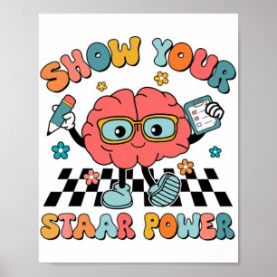 Póster Groovy Mostrar tu prueba de maestro de cerebro de 