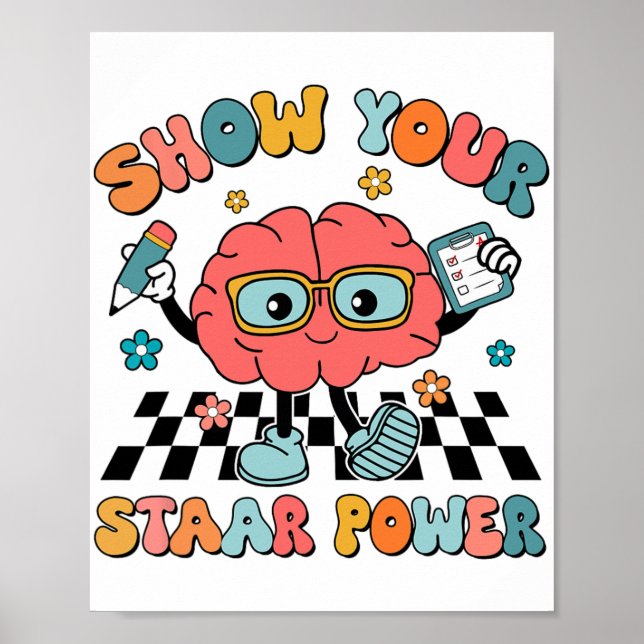 Póster Groovy Mostrar tu prueba de maestro de cerebro de  (Frente)