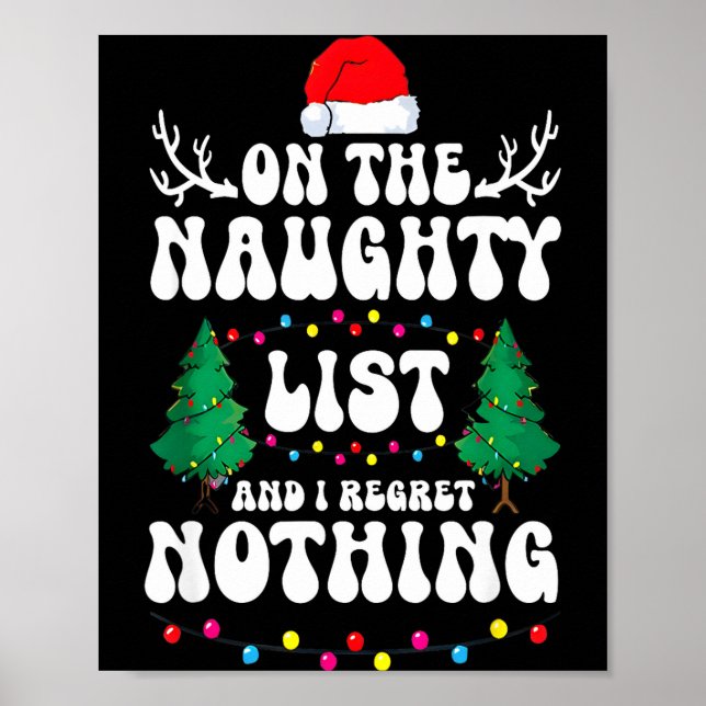 Póster Groovy Naughty List Christmas Xmas Santa Mens Wome (Frente)